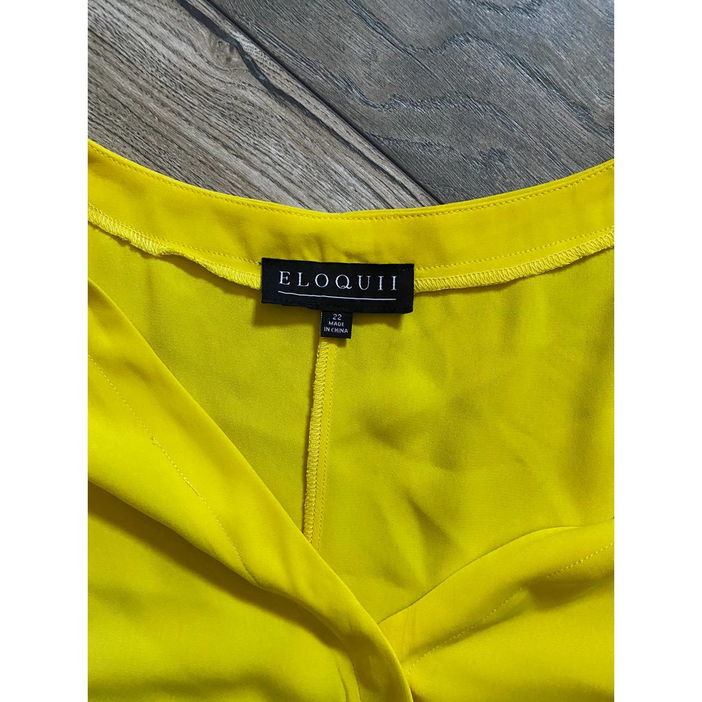 ELOQUII Short Sleeve Yellow Blouse Sz 22 - Picture 2 of 5